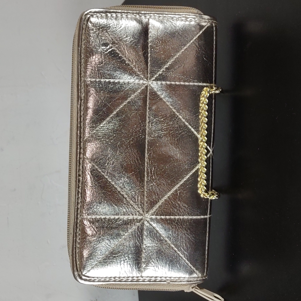 Gold Lame Faux Leather Wallet